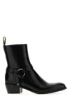 Fendi Black Leather Ankle Boots In Black