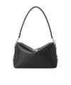 Fendi Medium Shoulder Bag Adjustable Strap Metal Hardware Textured Finish In Black