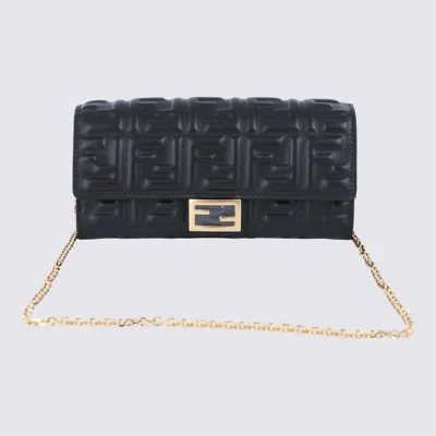 Fendi Black Leather Baguette Wallet