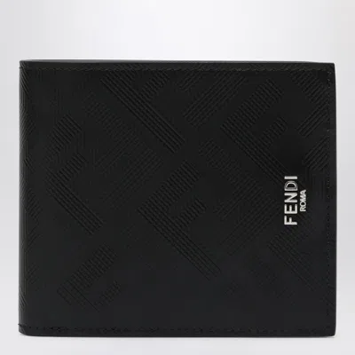 FENDI FENDI BLACK LEATHER BI-FOLD WALLET MEN