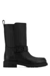 Fendi Leather Buckle Boots In Black