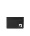Fendi Flat Card Case Vit.king Wallets Black In Black