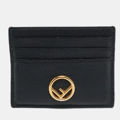 Pre-owned Fendi Black Leather Card Holder