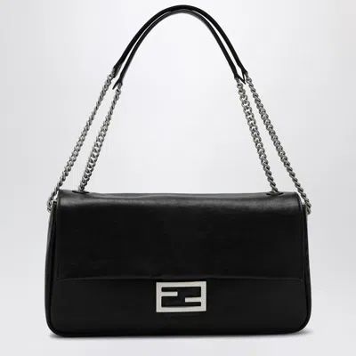 Fendi Black Leather Chain Large Baguette