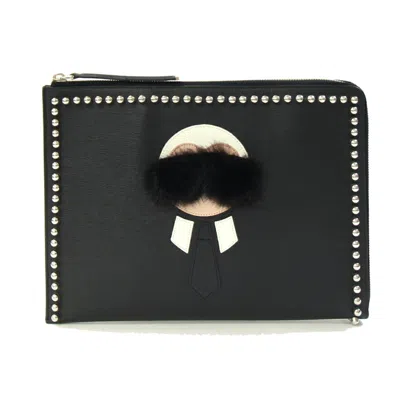 Pre-owned Fendi Black Leather Clutch Bag Document Case ()