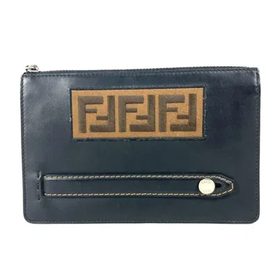 Pre-owned Fendi Black Leather Clutch Bag Pouch ()
