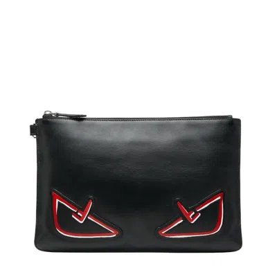 Pre-owned Fendi Black Leather Clutch Bag Pouch ()