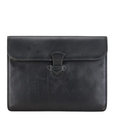 Pre-owned Fendi Black Leather Clutch Bag ()