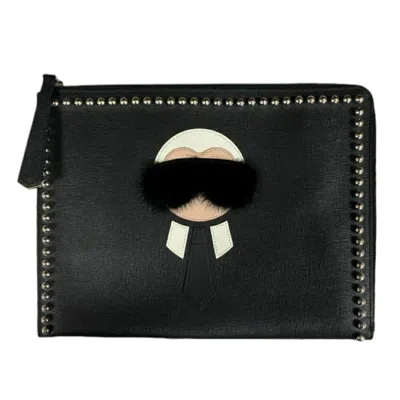 Pre-owned Fendi Black Leather Clutch Bag ()