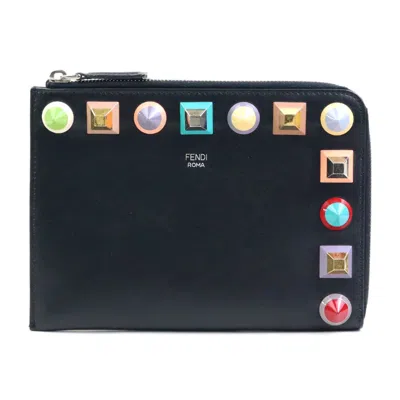 Pre-owned Fendi Black Leather Clutch Bag ()