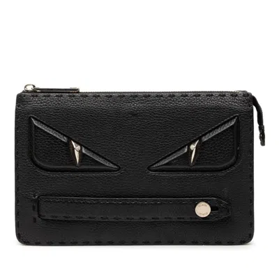 Pre-owned Fendi Black Leather Clutch Bag ()