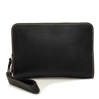 Pre-owned Fendi Black Leather Clutch Bag ()
