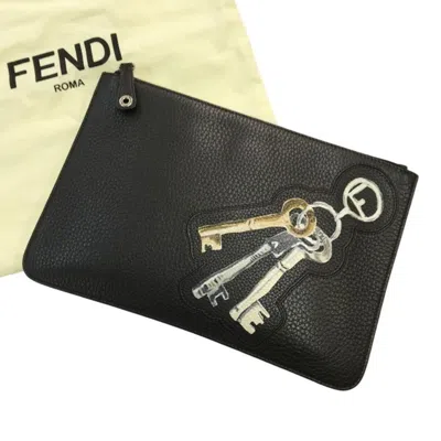 Pre-owned Fendi Black Leather Clutch Bag ()