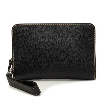 Pre-owned Fendi Black Leather Clutch Bag ()