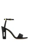 Fendi Leather Open Toe Block Heel Sandals In Black