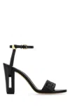 FENDI BLACK LEATHER DELFINA SANDALS