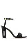 Fendi Leather Open Toe Block Heel Sandals In Neronero