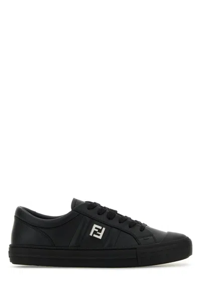 FENDI BLACK LEATHER DOMINO SNEAKERS