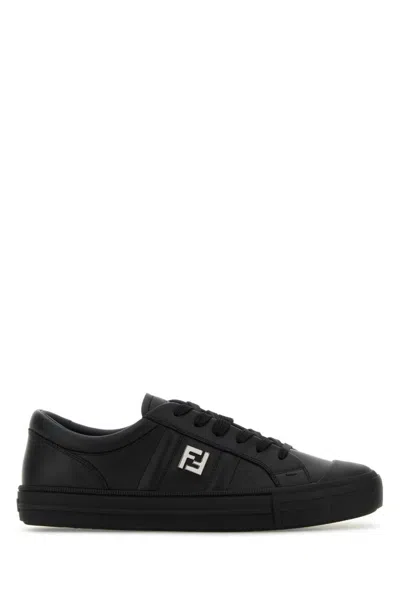 FENDI BLACK LEATHER DOMINO SNEAKERS