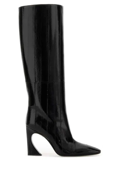 FENDI BLACK LEATHER FENDI ARCO BOOTS