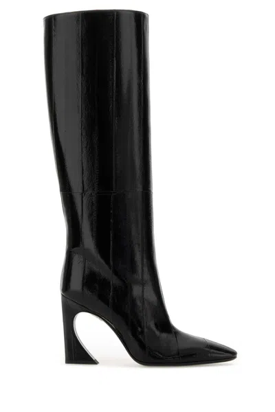 FENDI FENDI BLACK LEATHER FENDI ARCO BOOTS