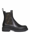 Fendi Black Leather  Filo Biker Ankle Boots In Black