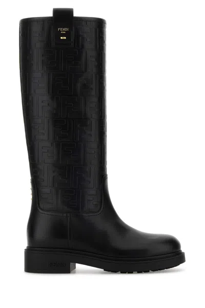 FENDI BLACK LEATHER FENDI FILO BOOTS