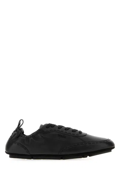 FENDI BLACK LEATHER FENDI FIT SNEAKERS