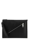 FENDI BLACK LEATHER FENDI SHADOW DIAGONAL CLUTCH