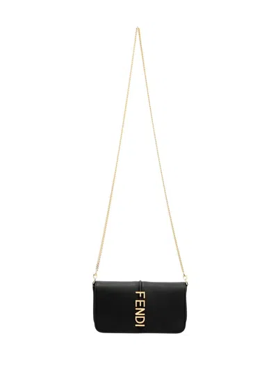 Fendi Black Leather Graphy Wallet For Women