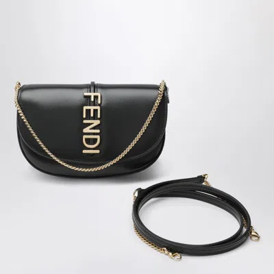 Fendi Black Leather Graphy Wallet On Chain Women