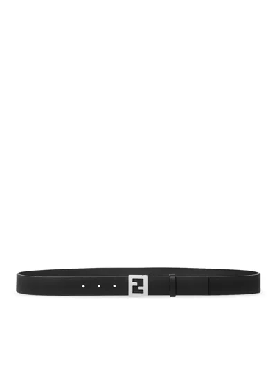 Fendi Black Leather Ff Belt