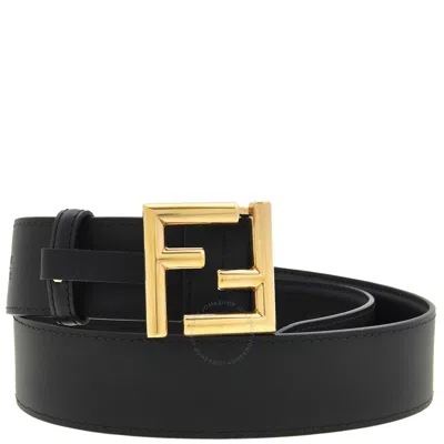 Fendi Black Leather Ff Buckle Belt