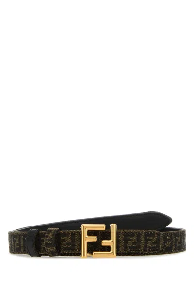 Fendi Black Leather Ff Reversible Belt
