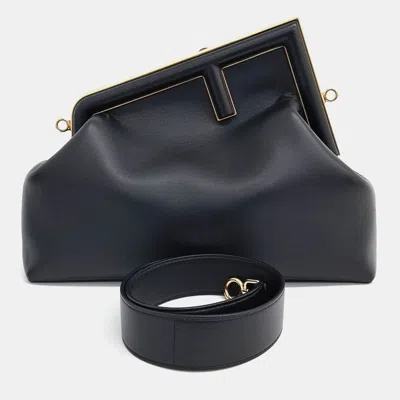 Pre-owned Fendi Black Leather First Medium Bag