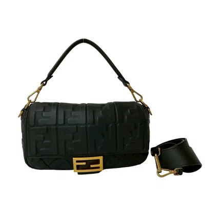 Pre-owned Fendi Black Leather Handbag Pochette Shoulder Bag ()