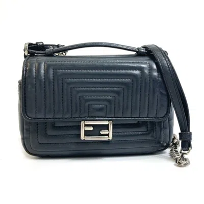 Pre-owned Fendi Black Leather Handbag Pochette Shoulder Bag ()
