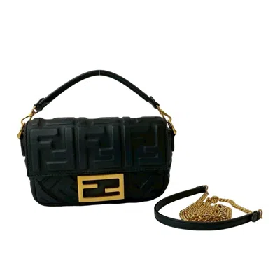Pre-owned Fendi Black Leather Handbag Shoulder Bag ()