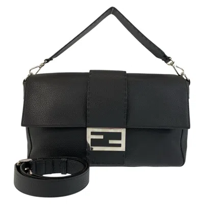 Pre-owned Fendi Black Leather Handbag Shoulder Bag ()