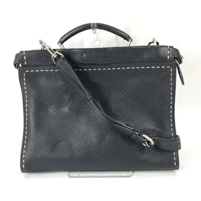 Pre-owned Fendi Black Leather Handbag Shoulder Bag Tote Bag ()