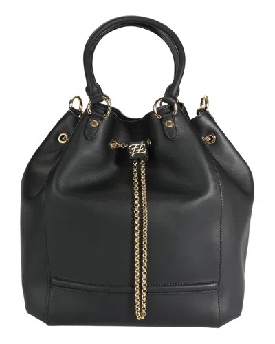 Fendi Black Leather Karligraphy Chain Bucket Bag (authentic Pre-loved)
