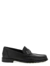 Fendi Men Ff Metal Leather Loafers In Black