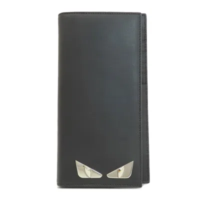 Pre-owned Fendi Black Leather Long Wallet (bi-fold) ()