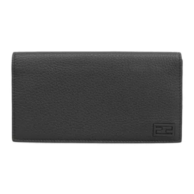 Pre-owned Fendi Black Leather Long Wallet (bi-fold) ()