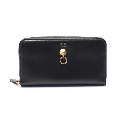 Pre-owned Fendi Black Leather Long Wallet (bi-fold) ()