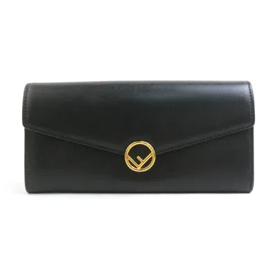 Pre-owned Fendi Black Leather Long Wallet (bi-fold) ()