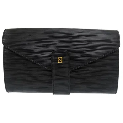 Pre-owned Fendi Black Leather Long Wallet (bi-fold) ()