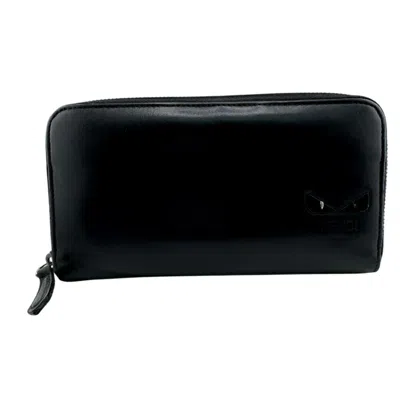 Pre-owned Fendi Black Leather Long Wallet (bi-fold) ()