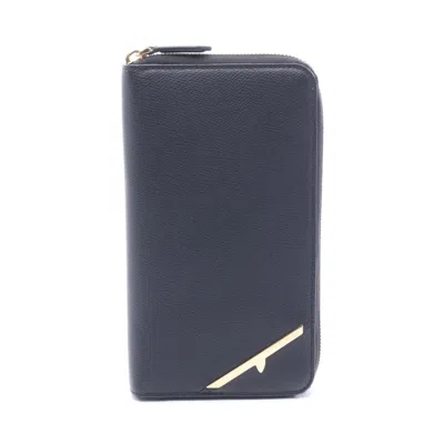 Pre-owned Fendi Black Leather Long Wallet (bi-fold) ()