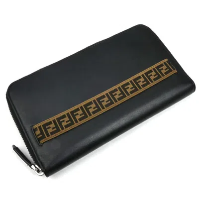 Pre-owned Fendi Black Leather Long Wallet (bi-fold) ()